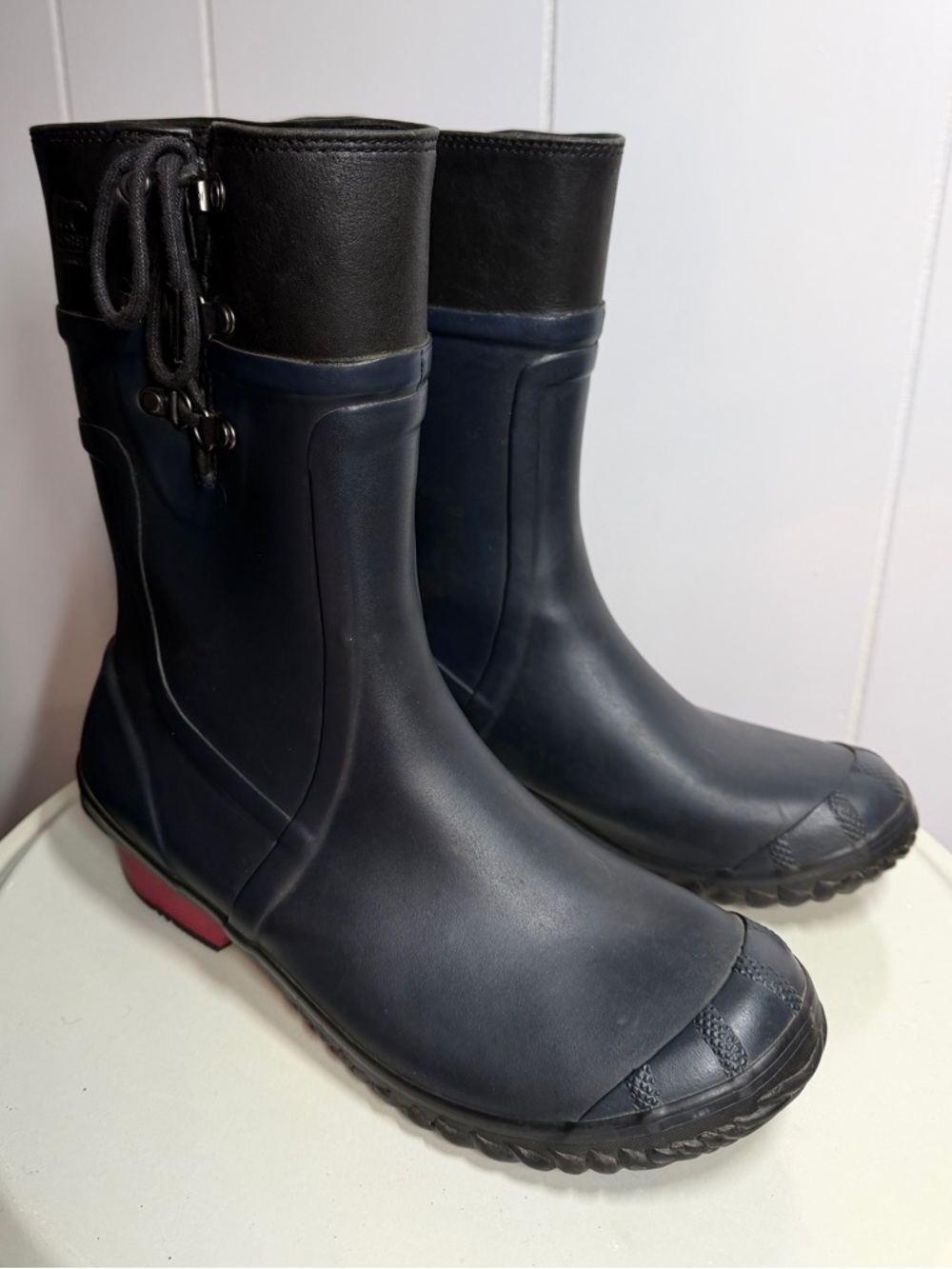Sorel Black Navy Lace-Up Waterproof Boots with Red Heel - Size 11 - Picture 7 of 12
